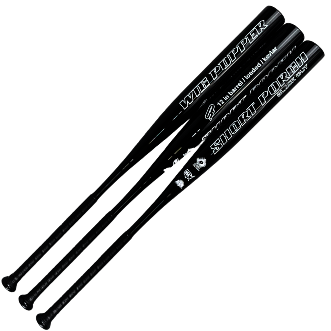 Short Porch Kevlar OG Wig Popper Black Out - Senior Slow Pitch Softball Bat - 1-piece - 12 in barrel