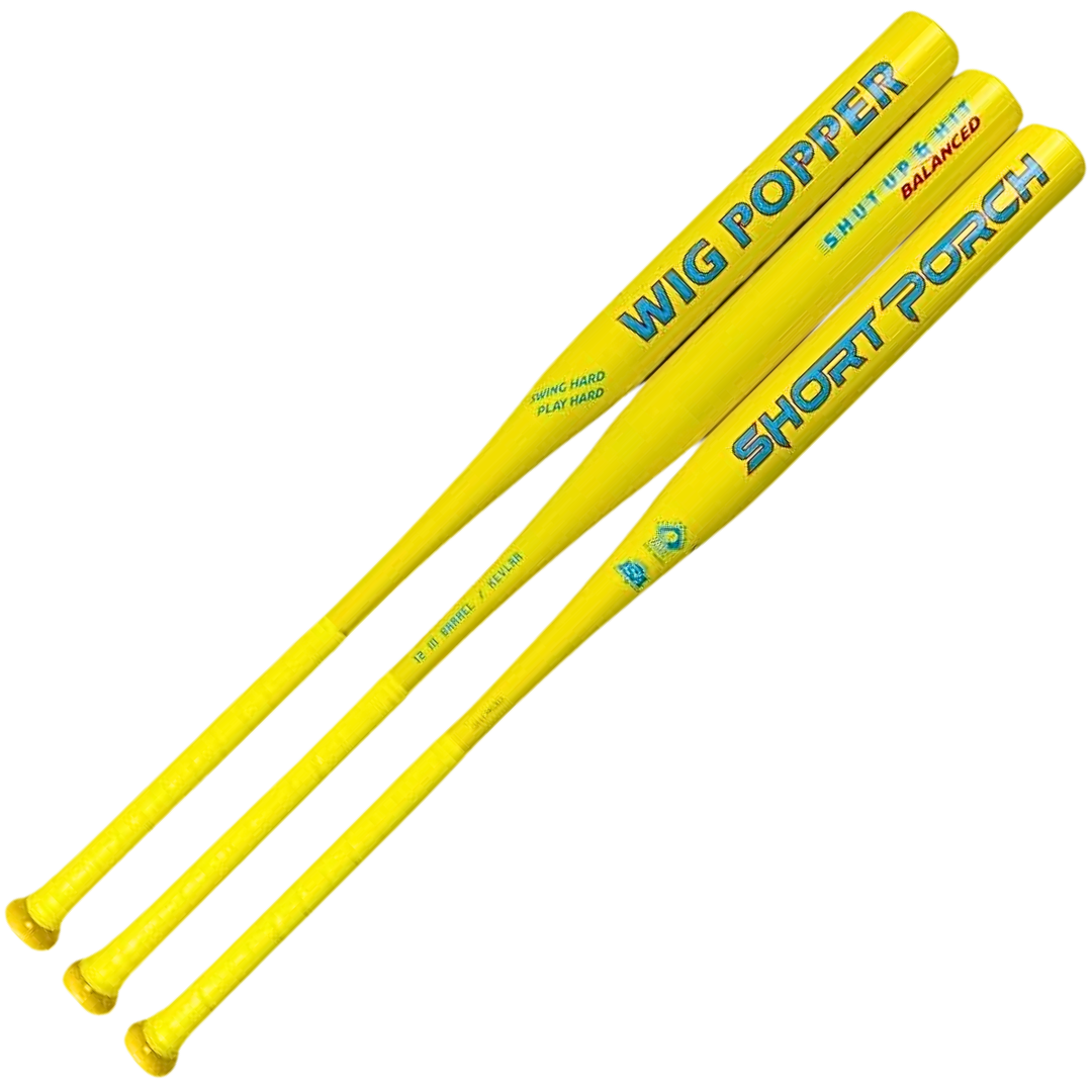 Short Porch Kevlar Wig Popper Balanced with Spin Tech - Senior Slow Pitch Softball Bat - 1-piece 12 inch
