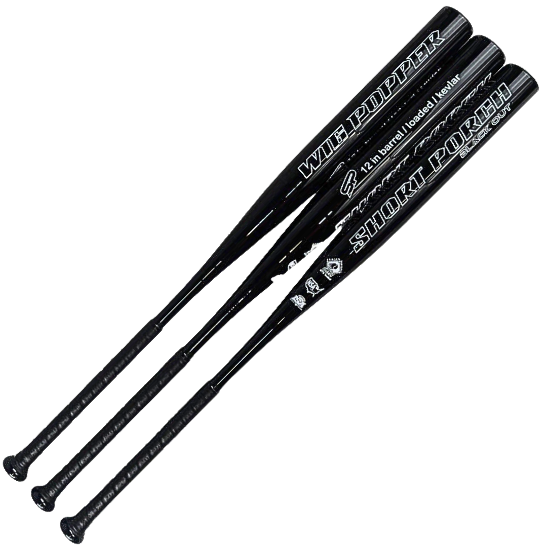 Original Flat Cap- Blackout Wig Popper - 1-piece/12 in - Short Porch Senior Slow Pitch Softball Bat - .5 load Power barrel