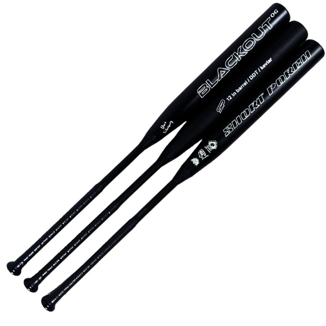 Short Porch Powder Coat Matte Finish Black Out with DDT Dave Velasquez signature - Senior Slow Pitch Softball Bat - 2-piece - 12in Barrel