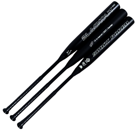 Short Porch Powder Coat Matte Finish Black Out with DDT Dave Velasquez signature - Senior Slow Pitch Softball Bat - 2-piece - 12in Barrel