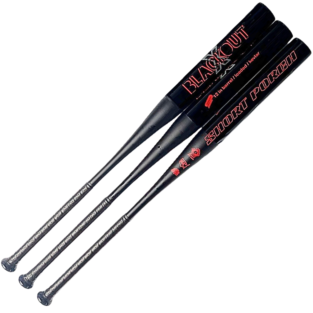 Short Porch Kevlar Spin Tech Black Out X - Senior Slow Pitch Softball Bat - 1-piece - 12 in barrel
