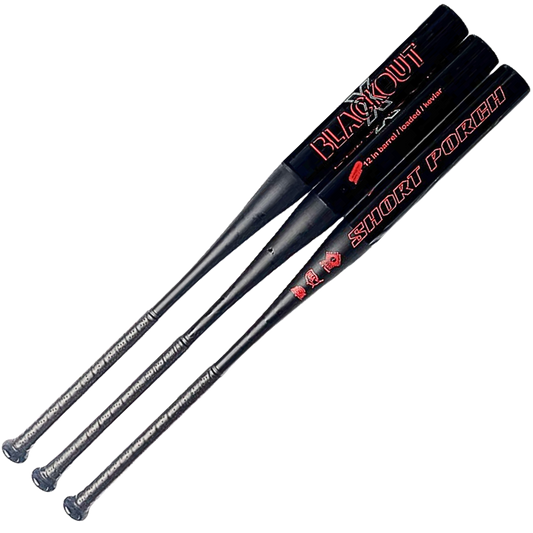 Short Porch Kevlar Spin Tech Black Out X - Senior Slow Pitch Softball Bat - 1-piece - 12 in barrel